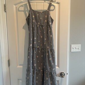 Carly Jean Los Angeles Black & White Gingham Daisy Maxi Dress